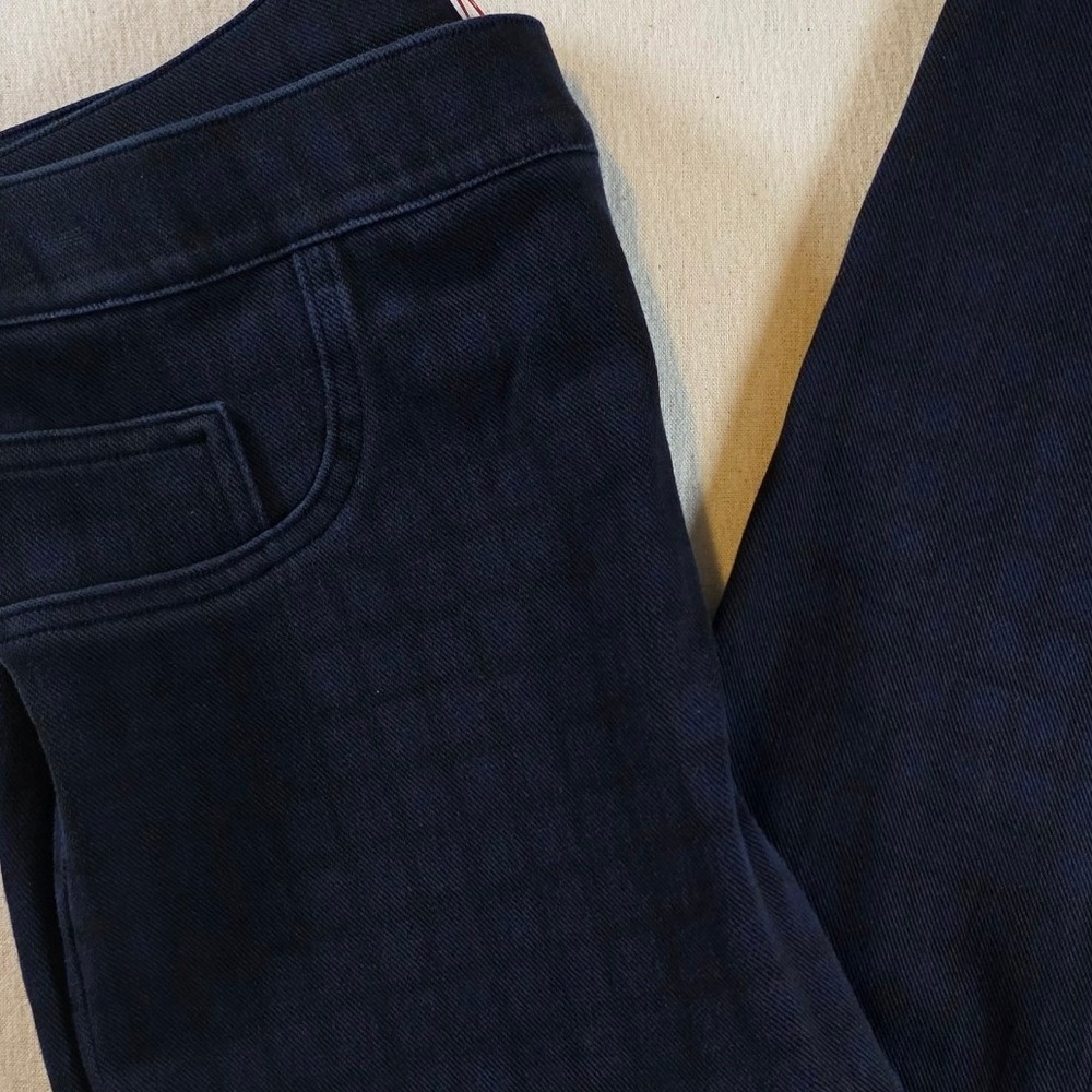 Spanx Jean-ish Ankle Leggings Women Medium Tall Navy Blue Grid Skinny Shapewear